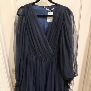 Trina Turk Navy Long Sleeve Mini Dress NWT